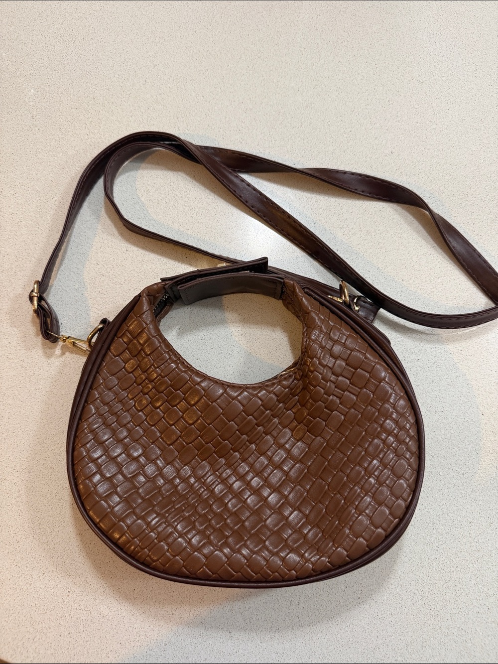 Women's Brown Woven Crossbody Bag